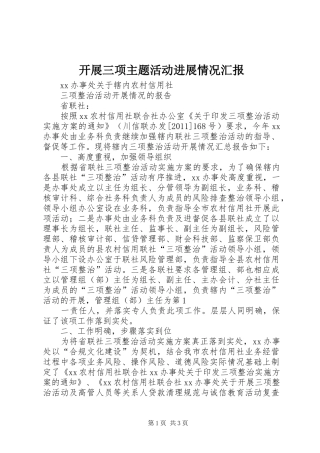 开展三项主题活动进展情况汇报 