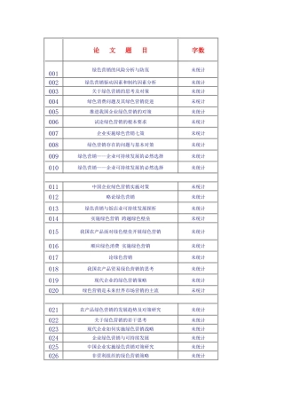 关于绿色营销的选题