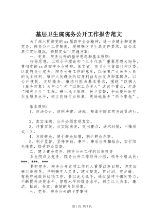 基层卫生院院务公开工作报告范文 