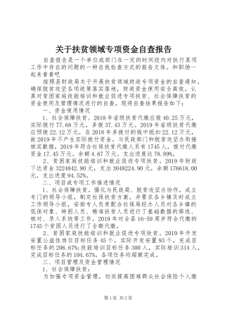 关于扶贫领域专项资金自查报告 
