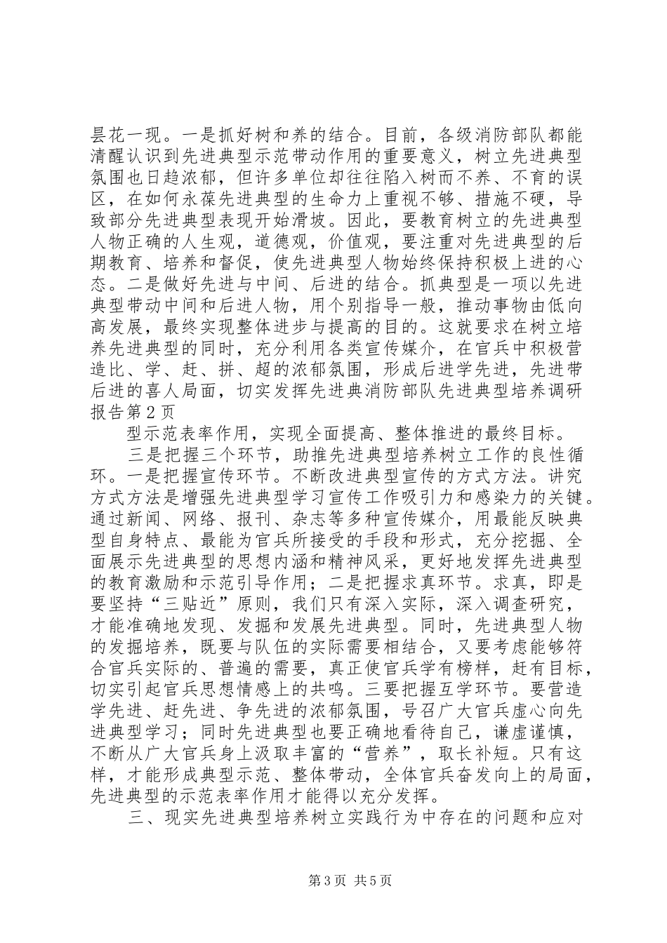 消防部队先进典型培养调研报告 _第3页