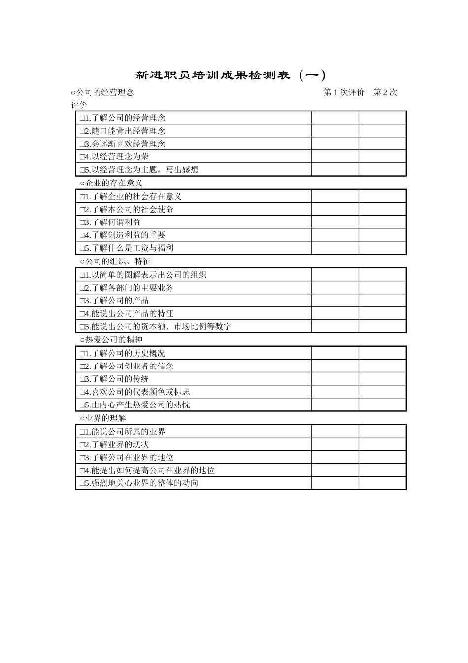 【服务管理】新进员工培训效果检测_第1页