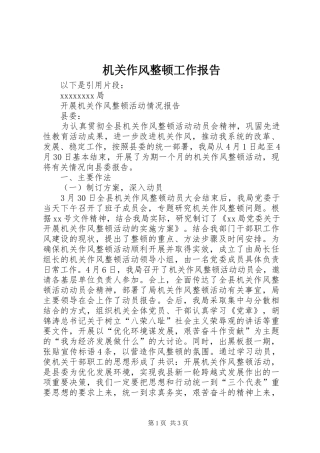 机关作风整顿工作报告 