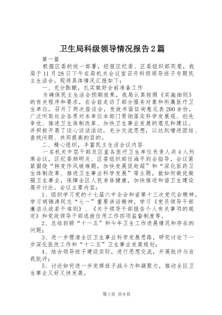 卫生局科级领导情况报告2篇