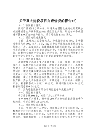 关于重大建设项目自查情况的报告