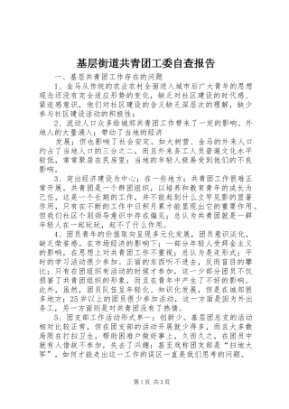 基层街道共青团工委自查报告 