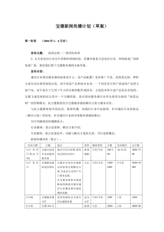 宝德新闻传播计划