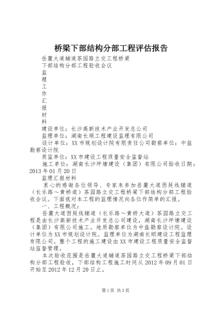 桥梁下部结构分部工程评估报告 