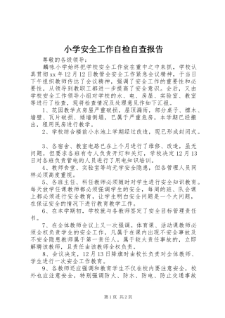 小学安全工作自检自查报告1 