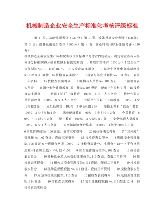 《安全管理》之机械制造企业安全生产标准化考核评级标准 