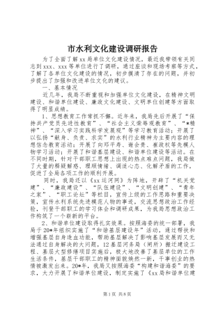市水利文化建设调研报告 