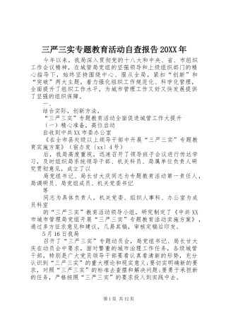 三严三实专题教育活动自查报告20XX年