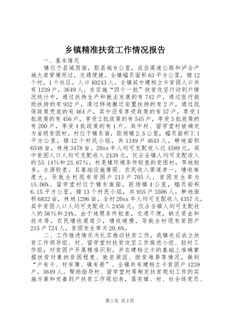 乡镇精准扶贫工作情况报告 