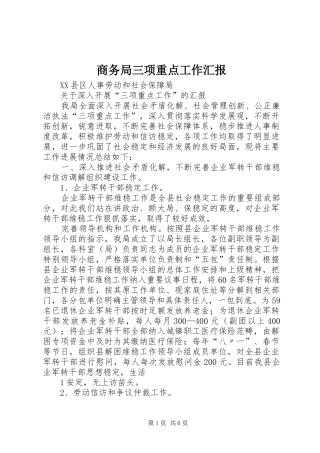 商务局三项重点工作汇报 