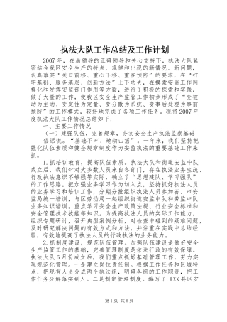 执法大队工作总结及工作计划