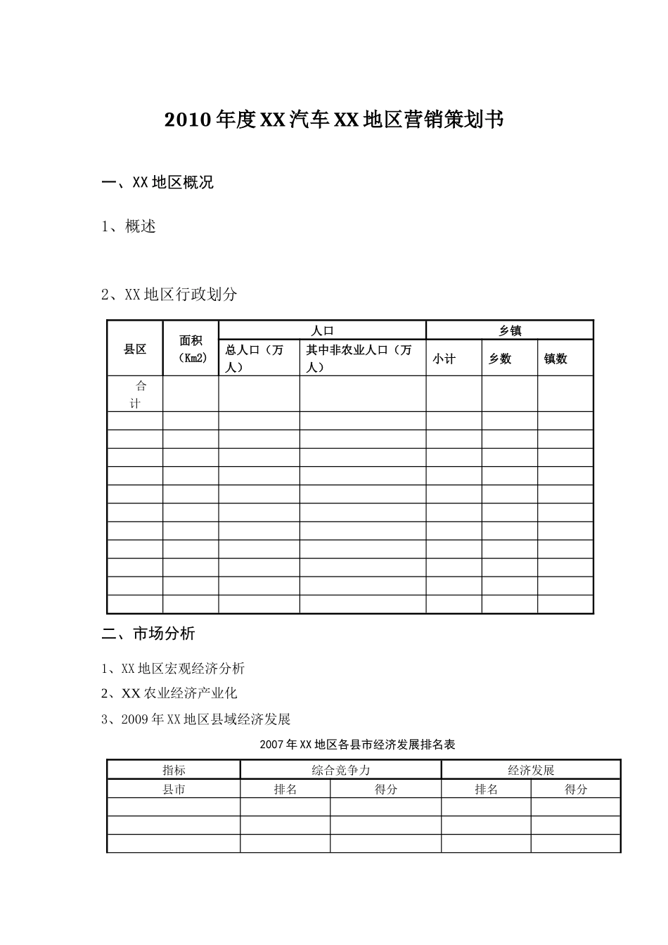 XXXX年XX汽车XX地区营销策划1_第1页