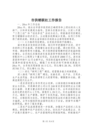 市供销联社工作报告 