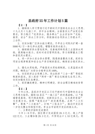 县政府XX年工作计划5篇
