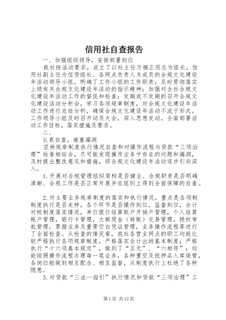 信用社自查报告 