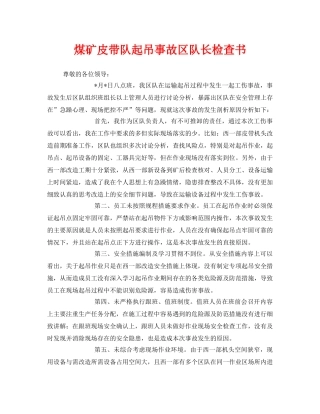 《安全管理文档》之煤矿皮带队起吊事故区队长检查书 