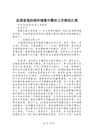 县国省道沿线环境集中整治工作情况汇报 