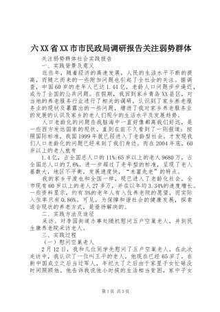 六XX省XX市市民政局调研报告关注弱势群体 