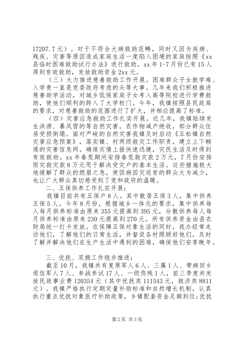 镇民政办工作报告 _第2页