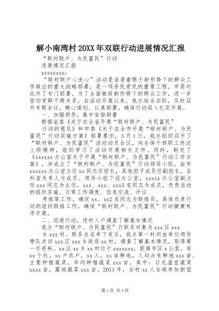 解小南湾村20XX年双联行动进展情况汇报 (3)