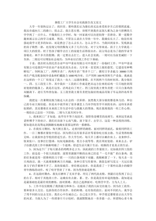 暑假工厂大学生社会实践报告范文范文 