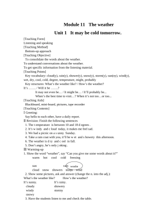 module 11《the weather》unit1 教案（外研版八年级上）doc--初中英语 