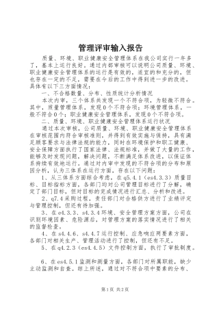 管理评审输入报告 