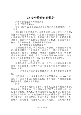 XX安全检查自查报告 