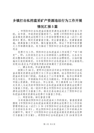 乡镇打击私挖滥采矿产资源违法行为工作开展情况汇报5篇 