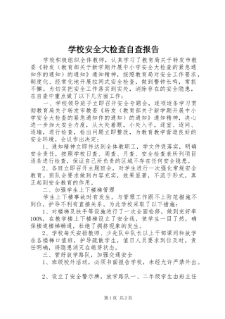 学校安全大检查自查报告 