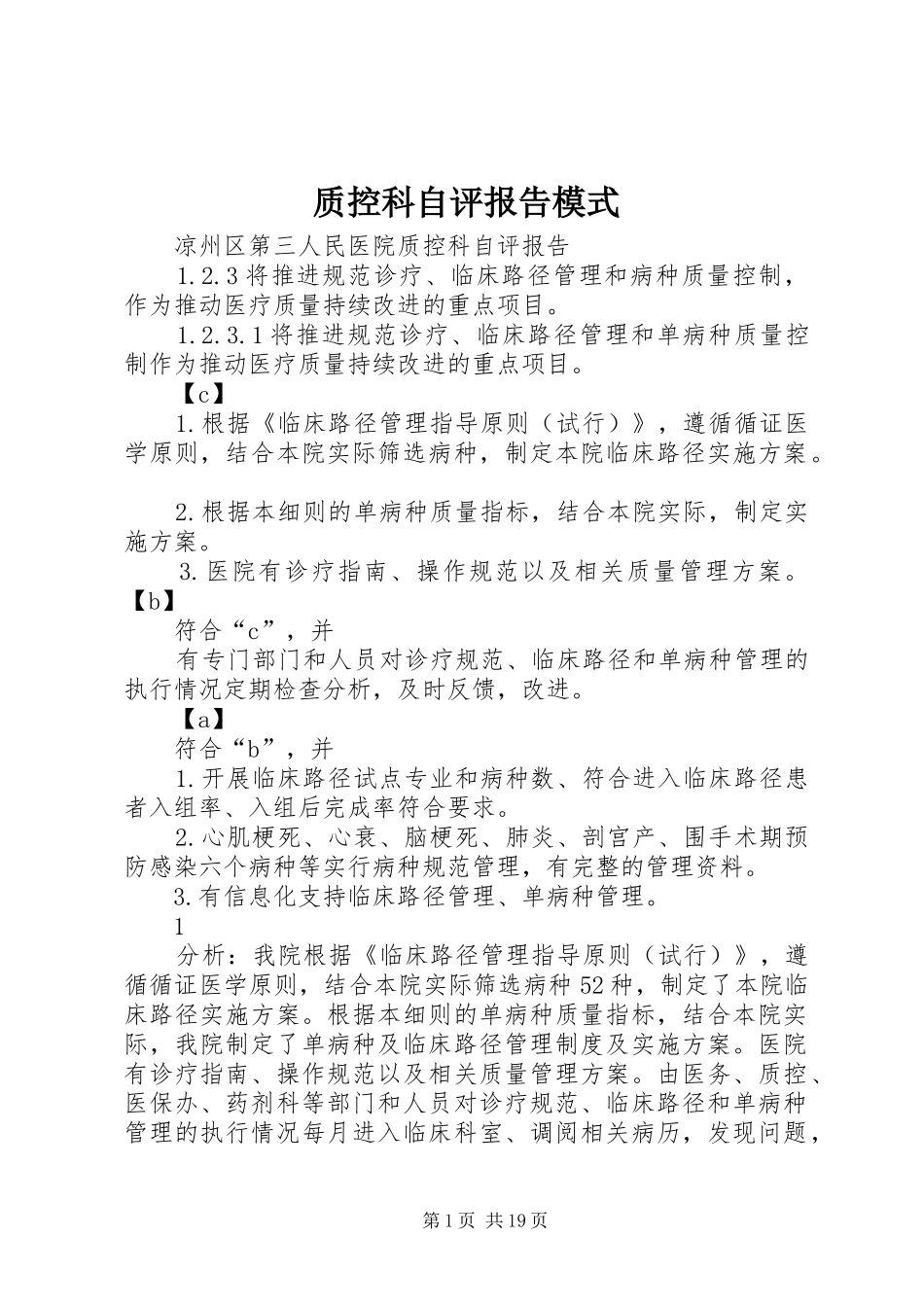 质控科自评报告模式 _第1页