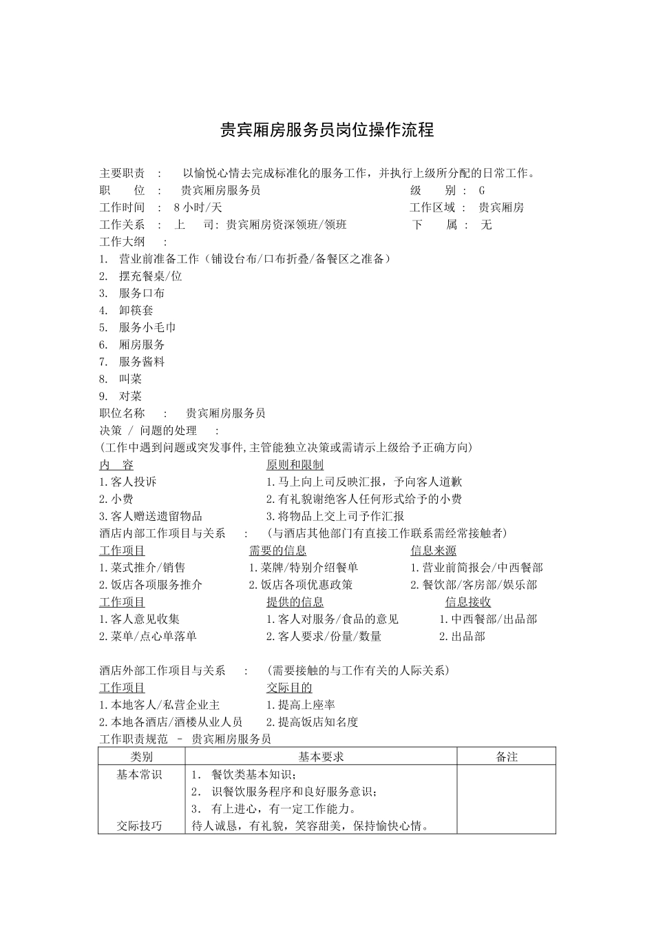 贵宾厢房服务员岗位操作流程_第1页