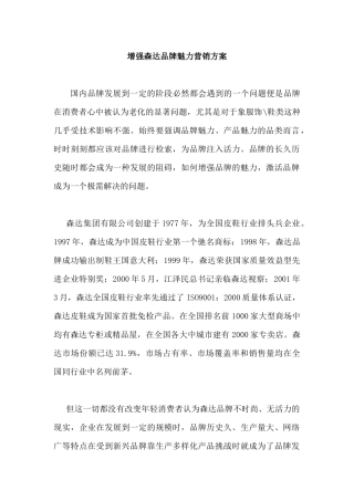 增强某品牌魅力营销方案