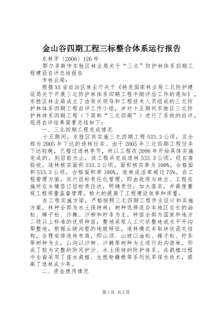 金山谷四期工程三标整合体系运行报告 