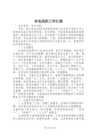 农电局的工作汇报 