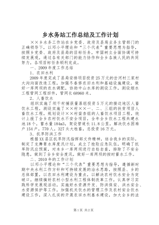 乡水务站工作总结及工作计划