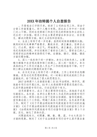20XX年治转提个人自查报告