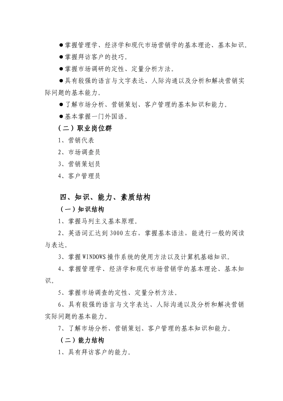 市场营销专业教学计划_第2页