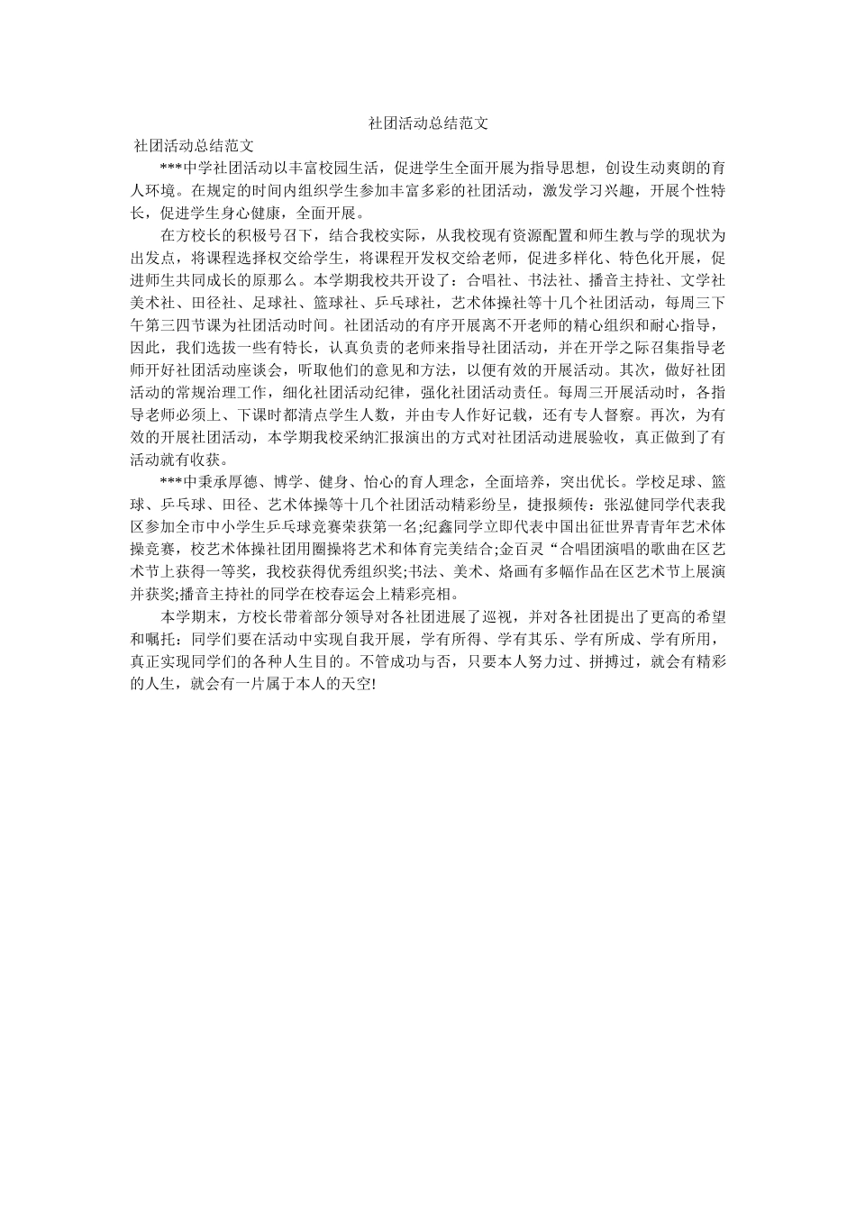 社团活ۥ动总结范文 _第1页