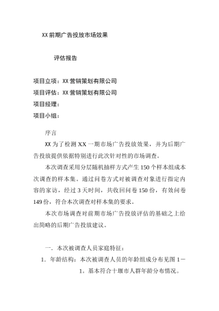 xx庭院前期广告投放市场效果评估报告