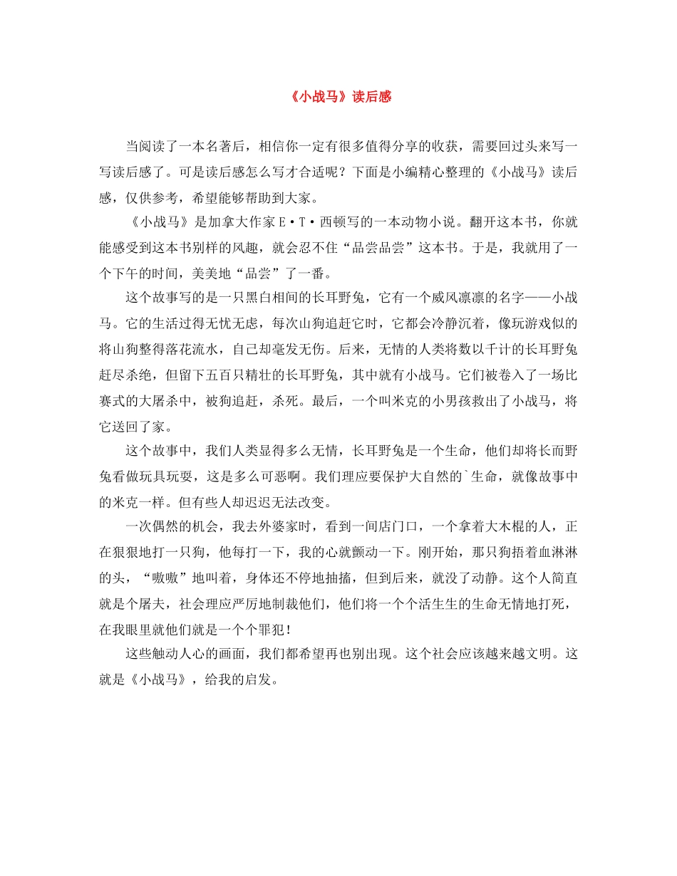 《小战马》读后感 _第1页