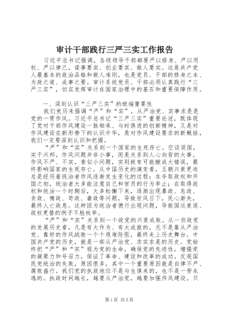 审计干部践行三严三实工作报告 