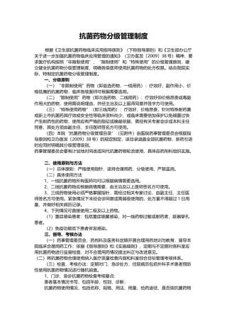 抗菌药物分级目录