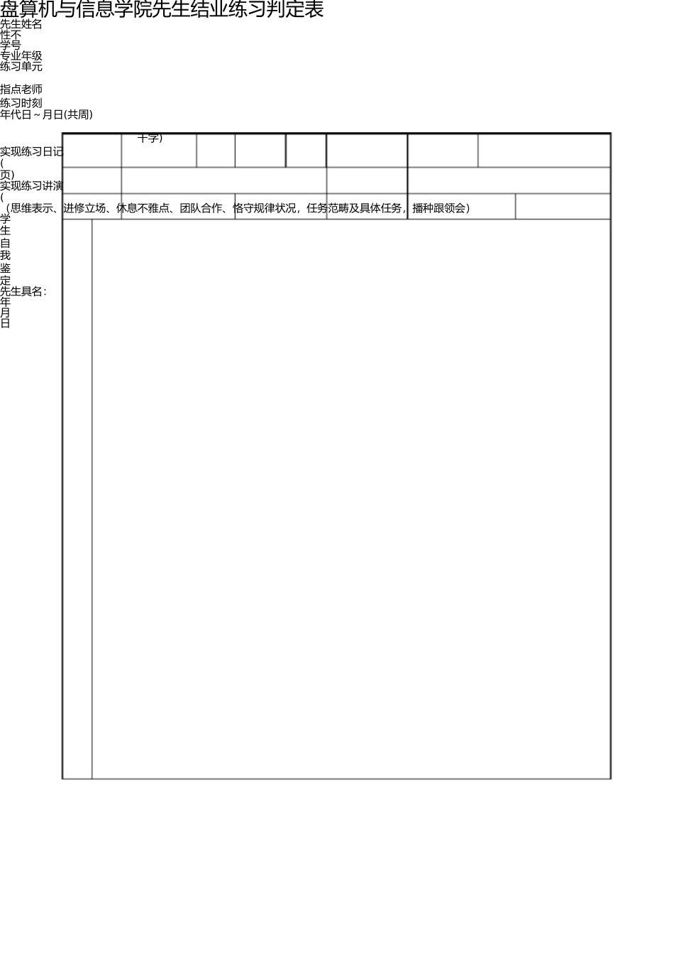 实习鉴定表及实习报告(鉴定表有需要公司盖章)打印版 _第2页