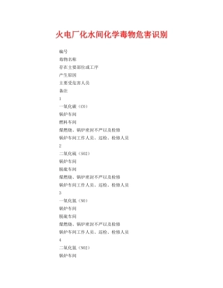《安全管理》之火电厂化水间化学毒物危害识别 
