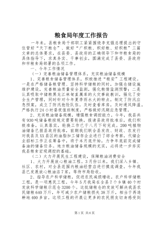 粮食局年度工作报告 